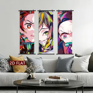 Anime Pattern Vibrant Cartoon Design Canvas Hanging Painting, 3 Counts Modern Wall Art Painting, Wall Art Decor for Home Interior Living Room Bedroom Office, Ornaments, Indoor Decoration