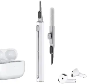 Cleaner Kit for Airpods Pro 1 2 3 4 Series,Multi-Function Cleaning Pen Tool with Soft Brush Flocking Sponge for iPhone Charging Port,Earbuds,Headphone-White Camera Portable
