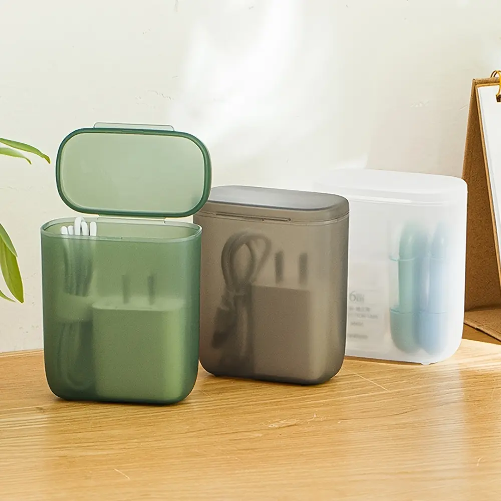 2pcs Storage Box Portable Design Wire And Cable Organizer | Desktop Organizer Shelf And Accessories | For Chargers And Travel Headphones Cable Coin Lipstick Jewelry Office Storage Boxes