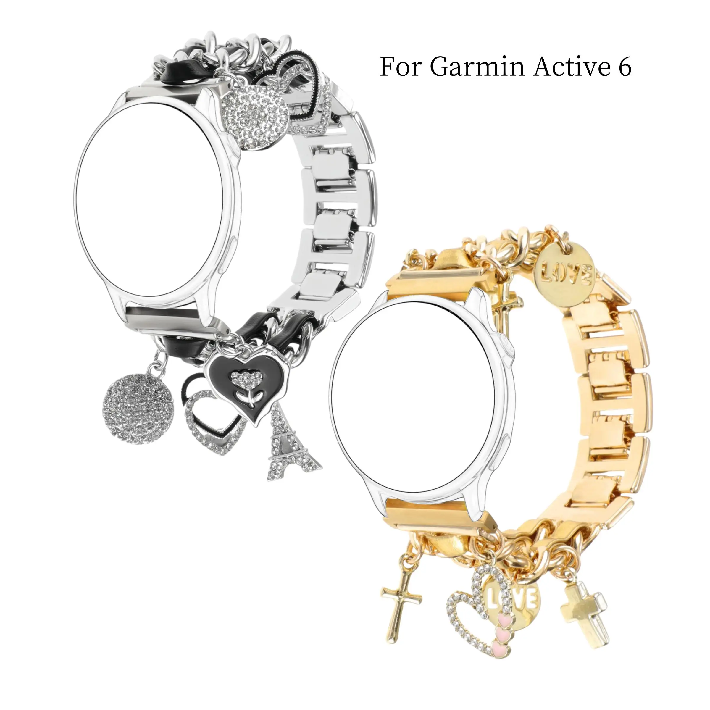 Fashion Wristband for Garmin Active 6 Vivoactive 6/Vivoactive 5/Vivoactive 3/Venu Sq 2/Venu Sq/Forerunner 165, 20mm Wristband, Universal Replacement Heart Accessory with Unique Pendant Strap, Smart Watch Accessories, Wearable