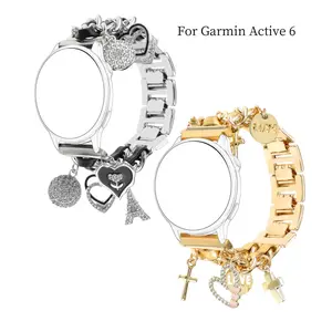 Fashion Wristband for Garmin Active 6 Vivoactive 6/Vivoactive 5/Vivoactive 3/Venu Sq 2/Venu Sq/Forerunner 165, 20mm Wristband, Universal Replacement Heart Accessory with Unique Pendant Strap, Smart Watch Accessories, Wearable