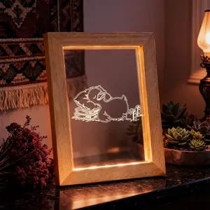 Duck Sleeping Animal Night Light - Best Gift for Her/Him, Cozy Bedroom Decor Photo Frame, USB Touch Lamp for Wall, Warm Glow Accent Light