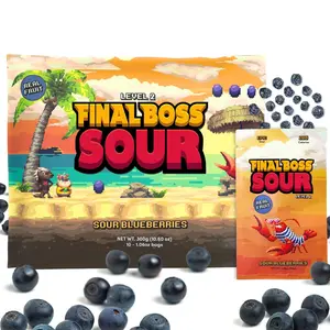 Final Boss Sour Gummy Candy - Extremely Super Sour with Blueberry, LvL 2, Free of Artificial Colors, 10 Bags (1.06 Ounces Each) - Sweet