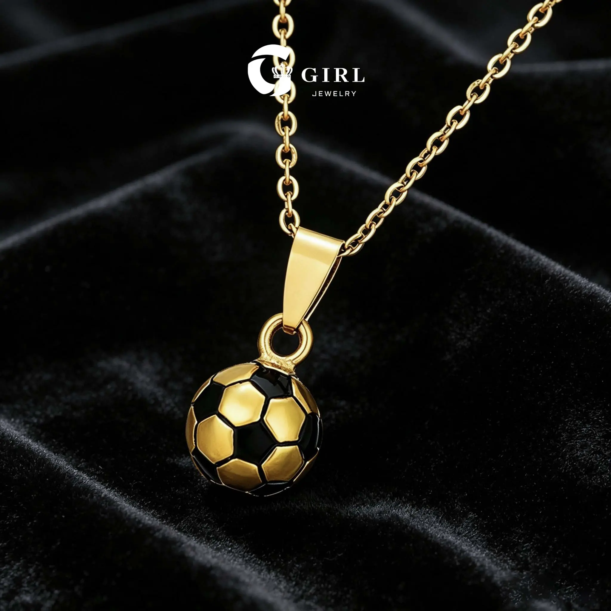 GGIRL 18K Gold Plated Stainless Steel 3D Soccer Ball Football Cool Pendant Necklaces   Stack  for Unisex Lightweight Favors Chain Athlete Jewelry Sports Fan Gift, Fashion Jewelry Gifts for Holiday Birthdays Anniversaries   Summerwins