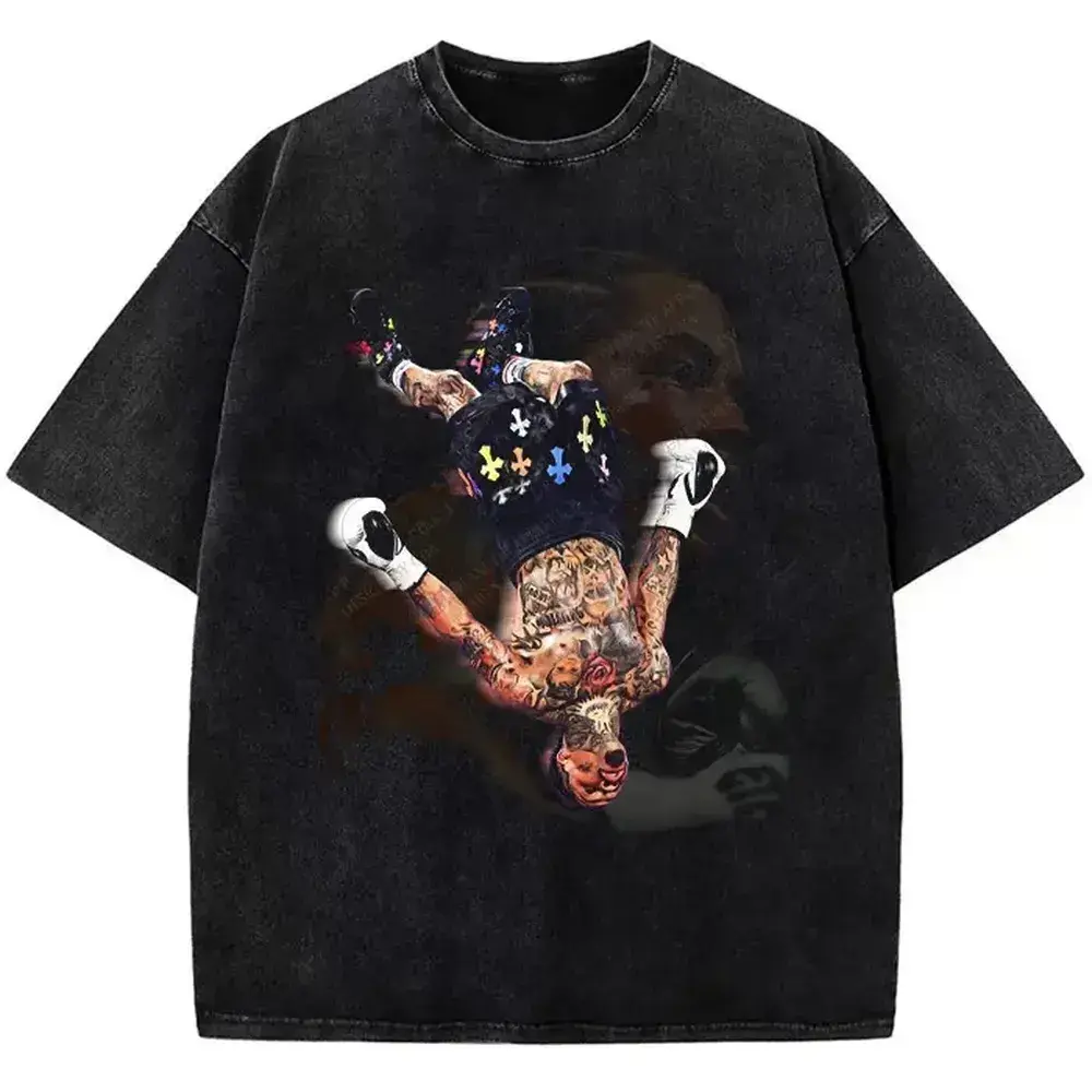 Men's Gervonta "Tank" Davis Boxing World Champion Custom Print Cotton Graphic T-Shirt, Opaque, Machine Washable Graphic T Shirts