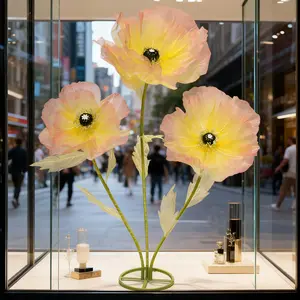 Giant 3-Head Large Artificial Silk Flower with Standing Stems and Base for Party Banquet Wedding Reception Home Decor Enhance Any Setting with Elegance