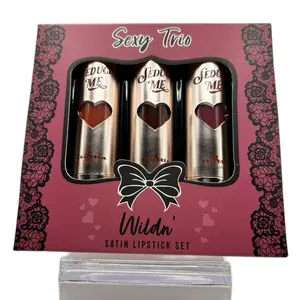 Sexy Trio Wildin 3 piece lipstick set. Satin formula Cosmetic satin finish Highly Pigmented Makeup