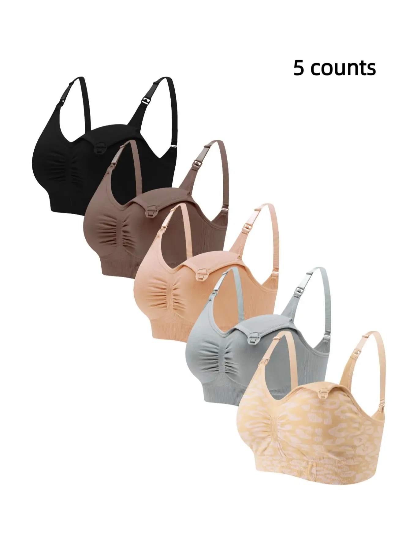 Women's Solid Ruched Adjustable Strap Bra with Removable Chest Pad, Comfortable Breathable Seamless Breast Pump Breast Feeding Lingerie, Women Underwe