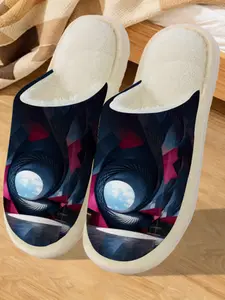 Future Space Tunnel Cyberpunk Cotton Slippers, Plush Lined Anti-Slip Thick Sole, Home Cyberpunk Enthusiast Fall Winter Warm Shoes