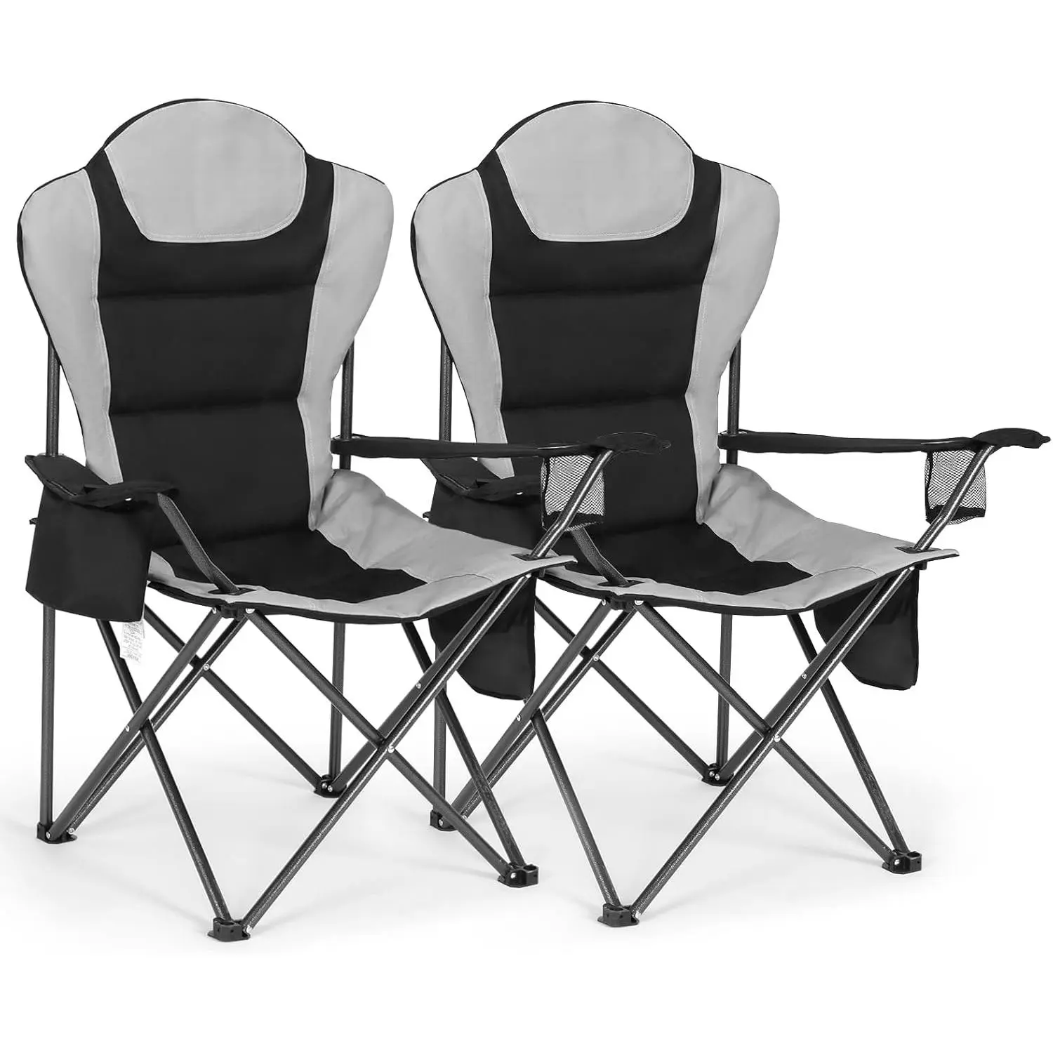 Camping Chairs  Adults, Heavy Duty Camping Chairs 2 Pack, Folding Chairs  Outside, Support 380 LBS, Portable Travel Outdoor Camp Chair with Cup Holder & Cooler Bag, Sports Chairs  Baseball