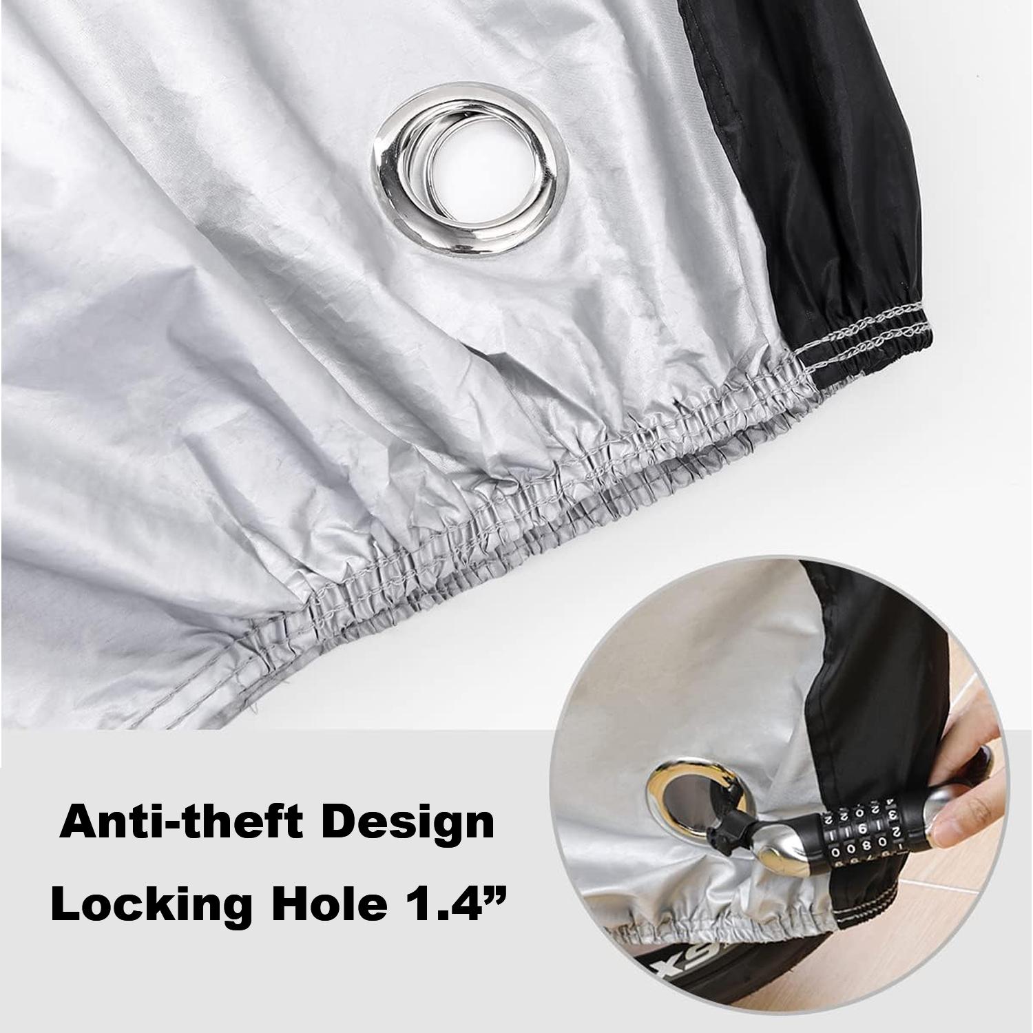 Waterproof Bike Cover, All-Weather Outdoor Storage with Anti-Theft Lock Hole for E-Bike, Mountain & Road Bicycle