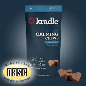 Kradle Nighttime Calming Chew with Melatonin for Sleep for Dogs - 90 Count Chicken-Flavored Soft Chews