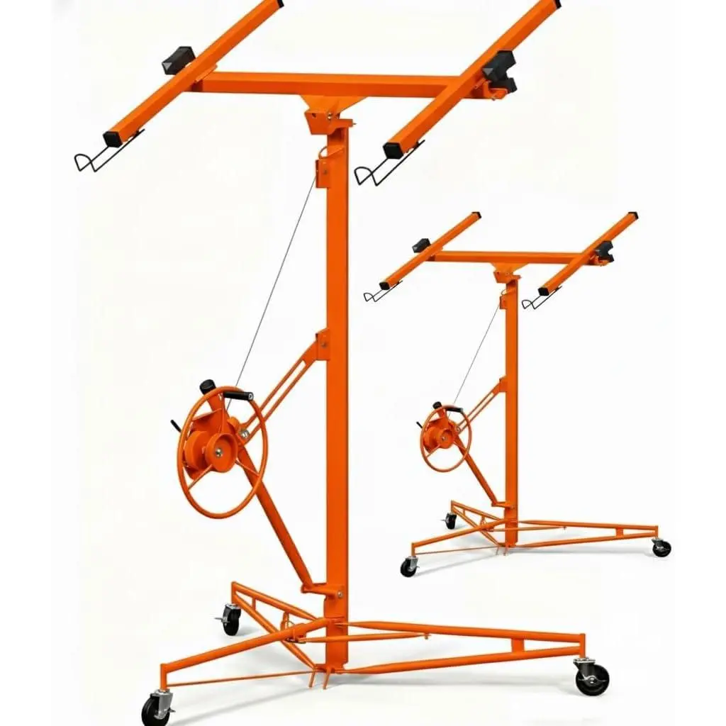 GARVEE 11 ft Drywall Rolling Lifter Panel,150 LBS Heavy Duty Sheetrock Lift Drywall Lifter,Drywall Lift Panel Hoist Jack with 360° Adjustable Telescopic Arm & 3 Lockable Wheels,Orange