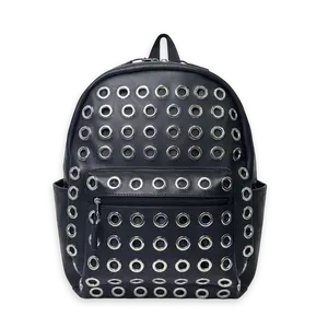 LEATHER GROMMET BACKPACK (BLACK)