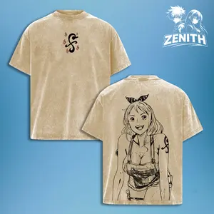 Nami One Piece Anime Double Printed Vintage Washed Tee Unisex Oversize Heavyweight Cotton T-shirt for Anime Fans and Lovers tiktokshopspringglowup