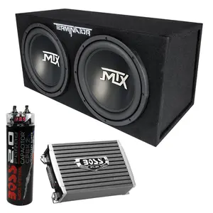 MTX TNE212D 12" 1200W Dual Loaded Subwoofer Box + 1500W Amplifier + Capacitor