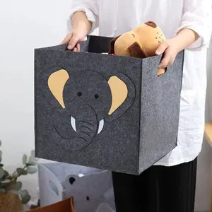 1PC Square Felt Storage Basket Box Multi-Use for Animal Toys Snack Dirty Laundry Bathroom Organization Handmade Wool Felt Container