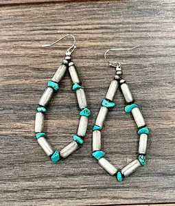 3" Chippy Turquoise Earrings