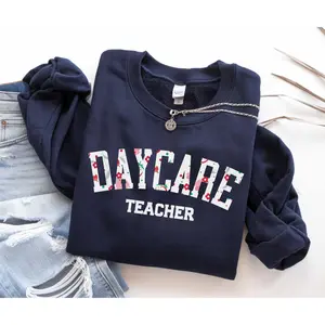 Floral Daycare Teacher T-Shirt OR Sweatshirt, Daycare Teacher shirt , Flower Teacher Tee Cotton Fabric Crewneck Fit