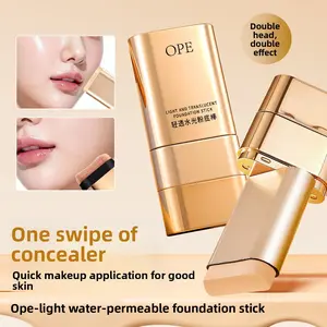 Dewy Foundation Stick, Waterproof Sweatproof, All-Day Wear,  Brush for Quick Application, High Coverage Conceals Acne & Spots, Creates Natural Dewy Skin, Ideal for Lazy Beginners Daily Commute