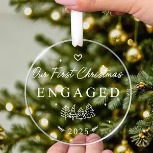 Round Acrylic Christmas Decoration Ornament, Memorial Gift for Family Friends, Holiday Hanging Decor, Unique Present Idea, Room Decor Ornament