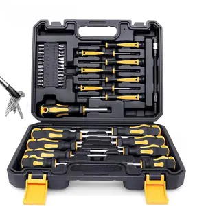 Home Repair Heavy Duty Tool Set, 42-Piece Magnetic Screwdriver Kit with Slotted, Cross, Hex, Star Bits, Precision Drill Bit, Chrome Vanadium Steel