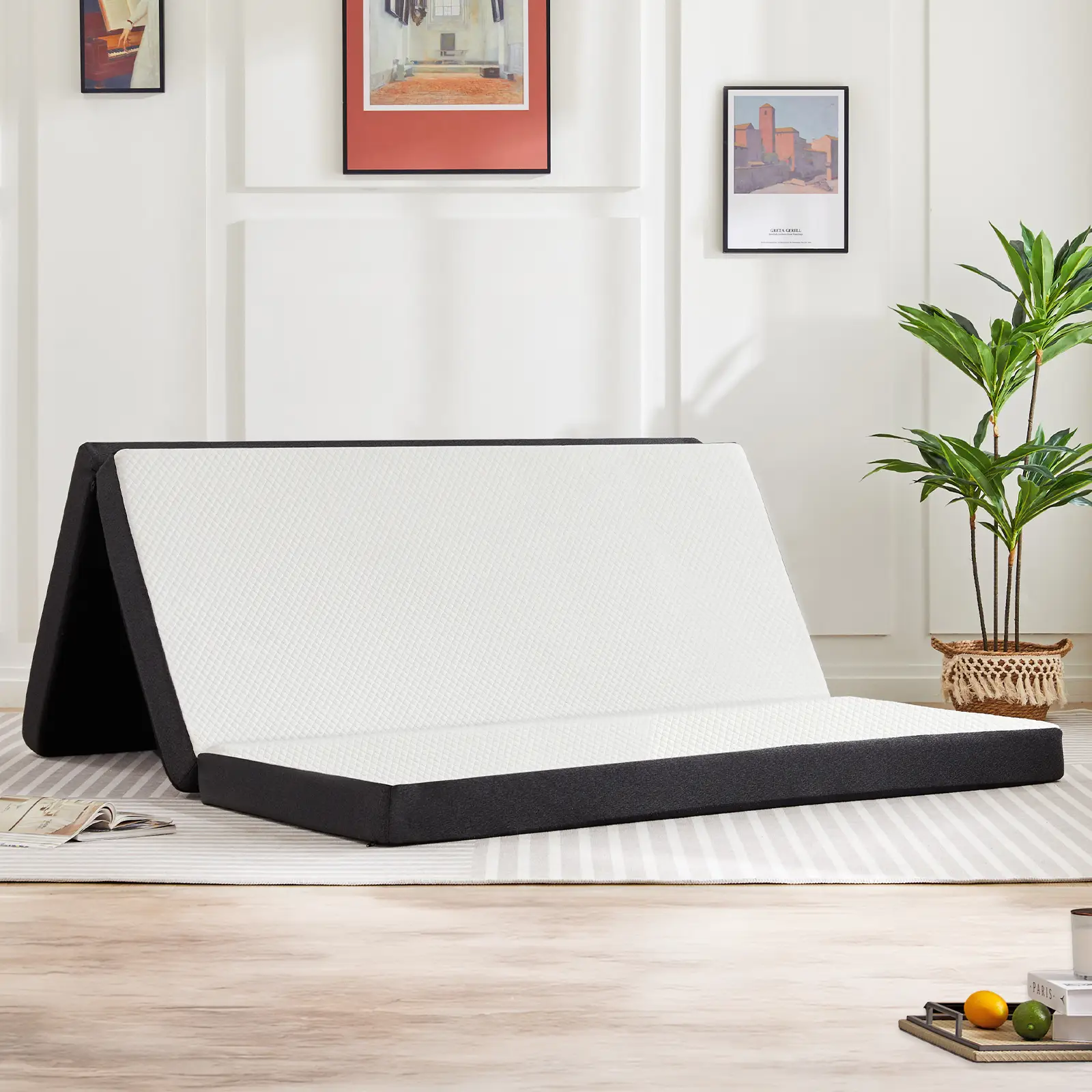 Tri-fold Memory Foam Mattress -Portable Foldable Mat, Collapsible and Washable Cover with CertiPUR-US Certified, for Travel & Camping & Yoga mattress