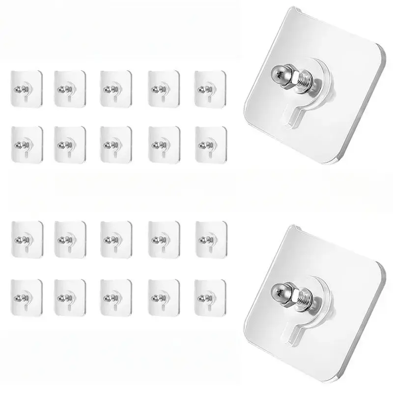 BUY 10 GET 10 FREE  Adhesive Frame Hooks Wall Mount Self-Adhesive Hooks Suitable for Bathroom and Kitchen Decoration