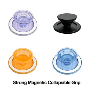 [4-Pack] Magnetic Phone Grip Set - 17-Core N52 Ultra-Strong MagSafe Compatible Grip - 3-Level Expandable Socket & Stand - Minimalist Color Collection for iPhone & Android Cases