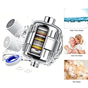 High-Efficiency 20-Stage Shower Filter, Hard Water Softener & Chlorine Remover, 6-8 Month Lifespan, 1/2” Thread Connector, Complete Installation Kit Included