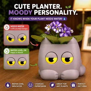 Cute Plant Pot That Changes Expression When Dry