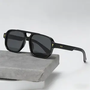 2026 New Retro Double Bridge Pilot Sunglasses Men UV400 Driving Fashion Shades