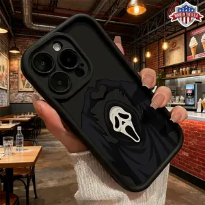 Funny Ghost Cartoon Halloween Pattern Case for iPhone 17 16 15 14 Pro Max 13 12 11 XR XS Plus Air Slim Lightweight Shockproof Anti Drop Protective Durable TPU Cover