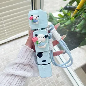 Luxury Cute Cartoon Handmade DIY Silicone Camera Case, Full Protection for Dji Pocket3, Ultra-Thin Soft Gel, Portable with Lanyard