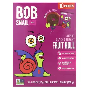 Bob Snail Fruit Rolls, Apple-Black Currant, 10 Pouches, 0.35 oz (10 g) Each