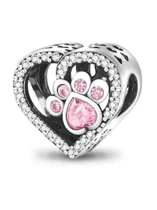 Cute Paw & Heart Design Charm, Stylish Playful Charm, Fashion Glittering Jewelry Accessories for Women & Girls, Trendy All-match & Exquisite DIY Accessories for Bracelet