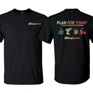 [Sale Up To 50%] PLAN FOR DAY Snap-on T-Shirt - Double Sided Printed 100% Cotton Fitted Crew Neck Short Sleeve Casual Unisex Top Made in USA