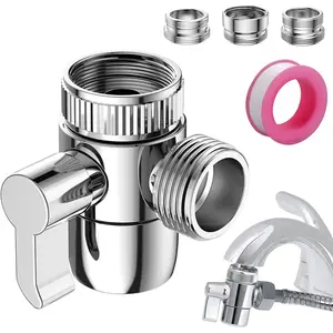 Faucet Diverter Valve with Aerator, 3-Way Diverter Valve for Hand Held Shower, Sink Faucet Splitter for Kitchen and Bathroom, with 55/64'', 15/16'', G1/2" Adapters