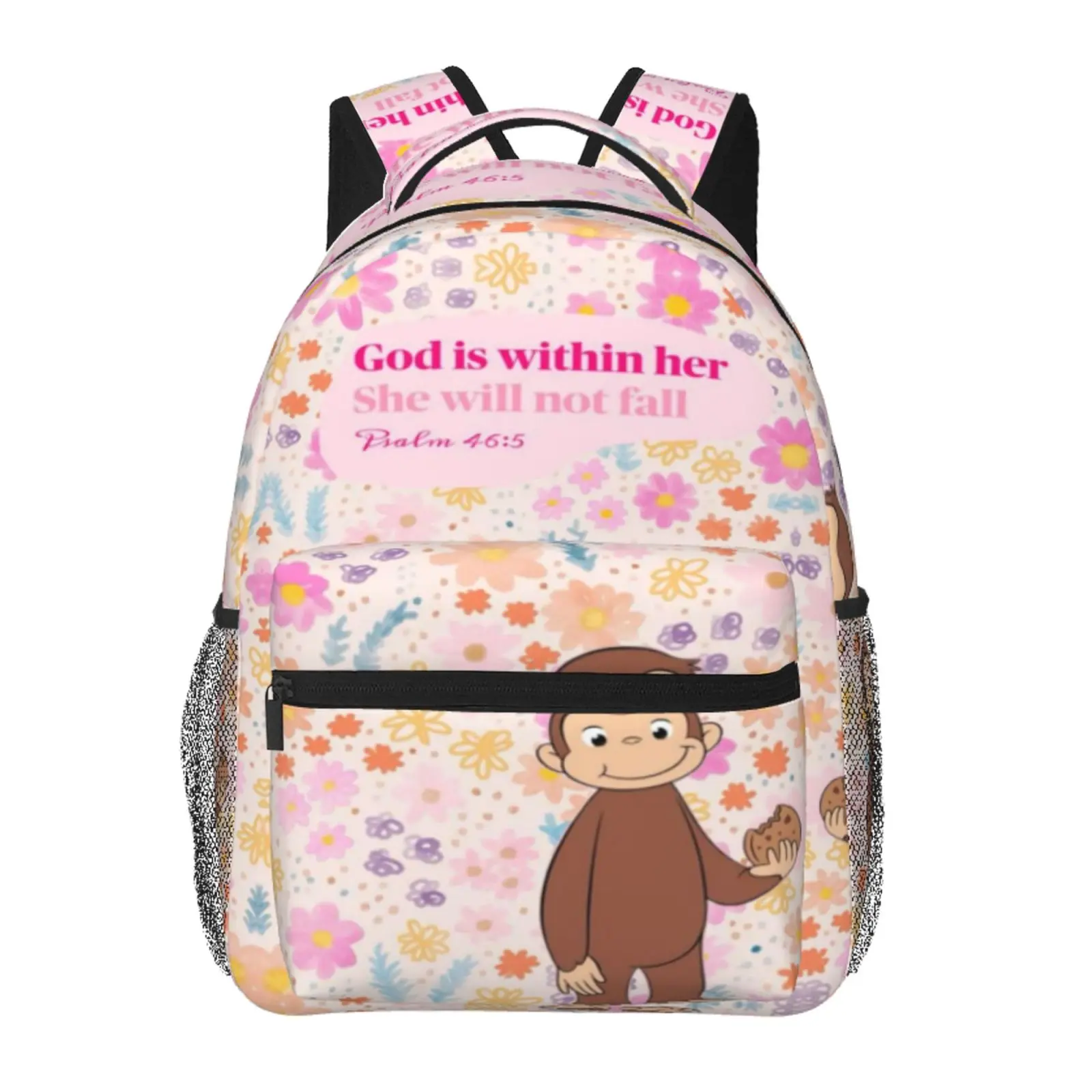 Cartoon Theme Backpacks for School, Unisex All Over Print Anthropomorphic Character Daypack, Large Capacity Water-Resistant Bag for Travel & Daily Commute, Anthropomorphic Character Backpacks