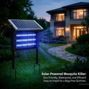 Solar Bug Zapper Lamp Portable with 3 LED Tubes USB Rechargeable Mosquito Trap for Backyard Patio Porch Outdoor Camping Pest Control
