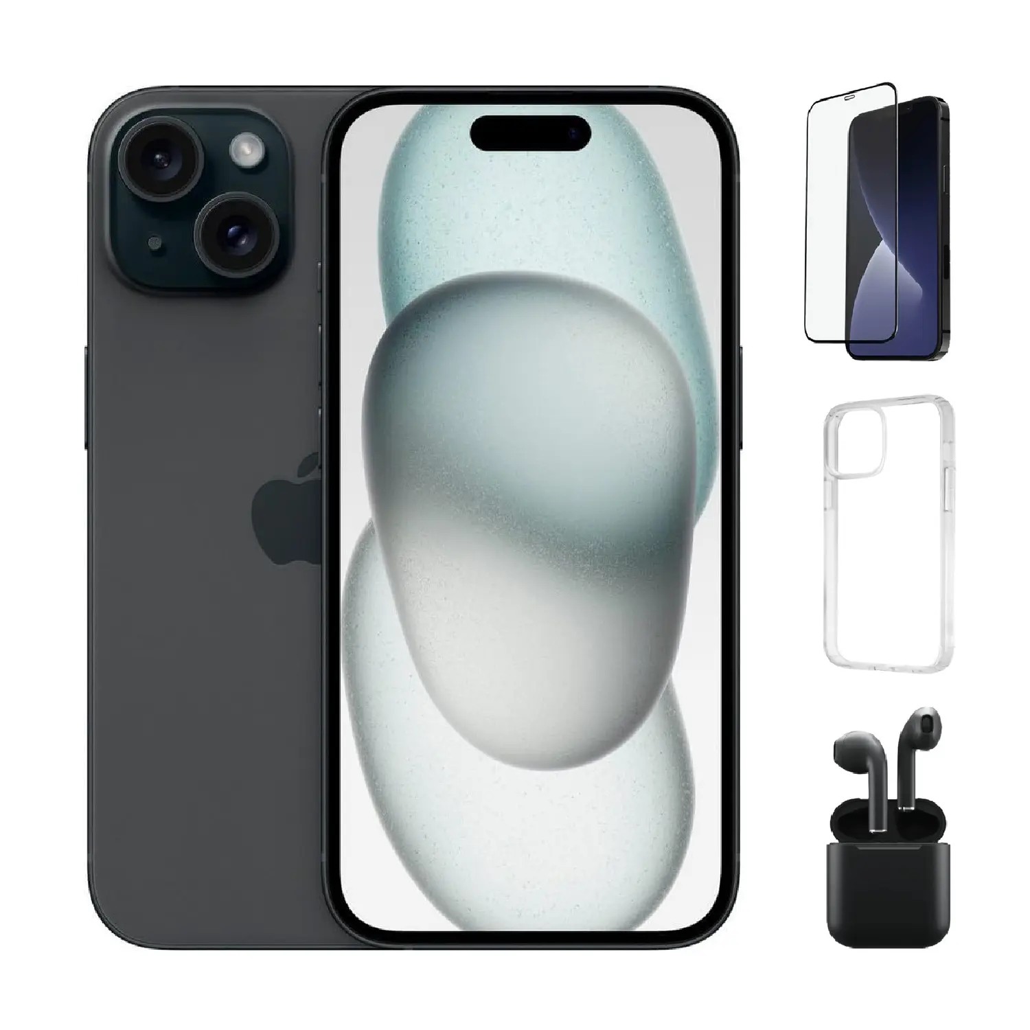 Refurbished iPhone 15 (Unlocked)-Acceptable Condition with Case, Wireless Earbuds,Tempered Glass Screen Protector & 1 Year Warranty  A2846