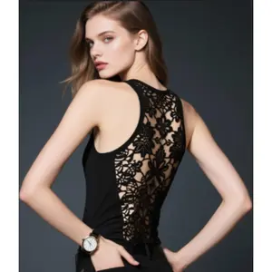 Women's Lace Back Racerback Tank Tops | Sexy Floral Lace Sleeveless Cami Tops | Casual Layering Camisoles