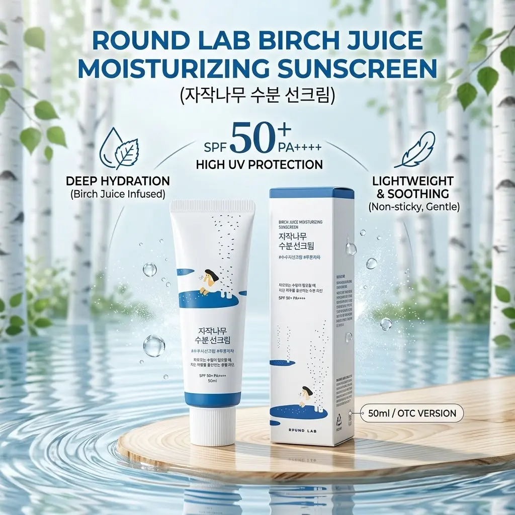 Birch Juice Moisturizing Sunscreen (OTC Version), 50ml Facial Sun Care with Hydrating & UV Protection for Skincare