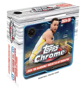 Topps 2024-25 Chrome NBA Mega Box 7 Packs 6 Cards per Pack with Blue Refractors & New Inserts Basketball Trading Cards