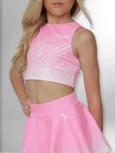 Crop Mesh Shirt with tie back - Cherry Blossom - Pink - 757J