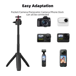 Selfie Stick Tripod 2 in 1 Aluminum Selfie Stick Extendable & Stable Tripod for Pocket 3 Handle Grip Stabilizer Compact Phone