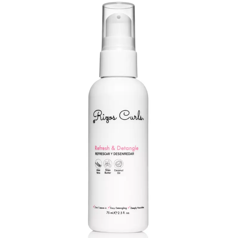 Rizos Curls Travel Size Refresh & Detangle Haircare with Aloe, Lightweight Formula for Moisturizing and Detangling, Frizz Control