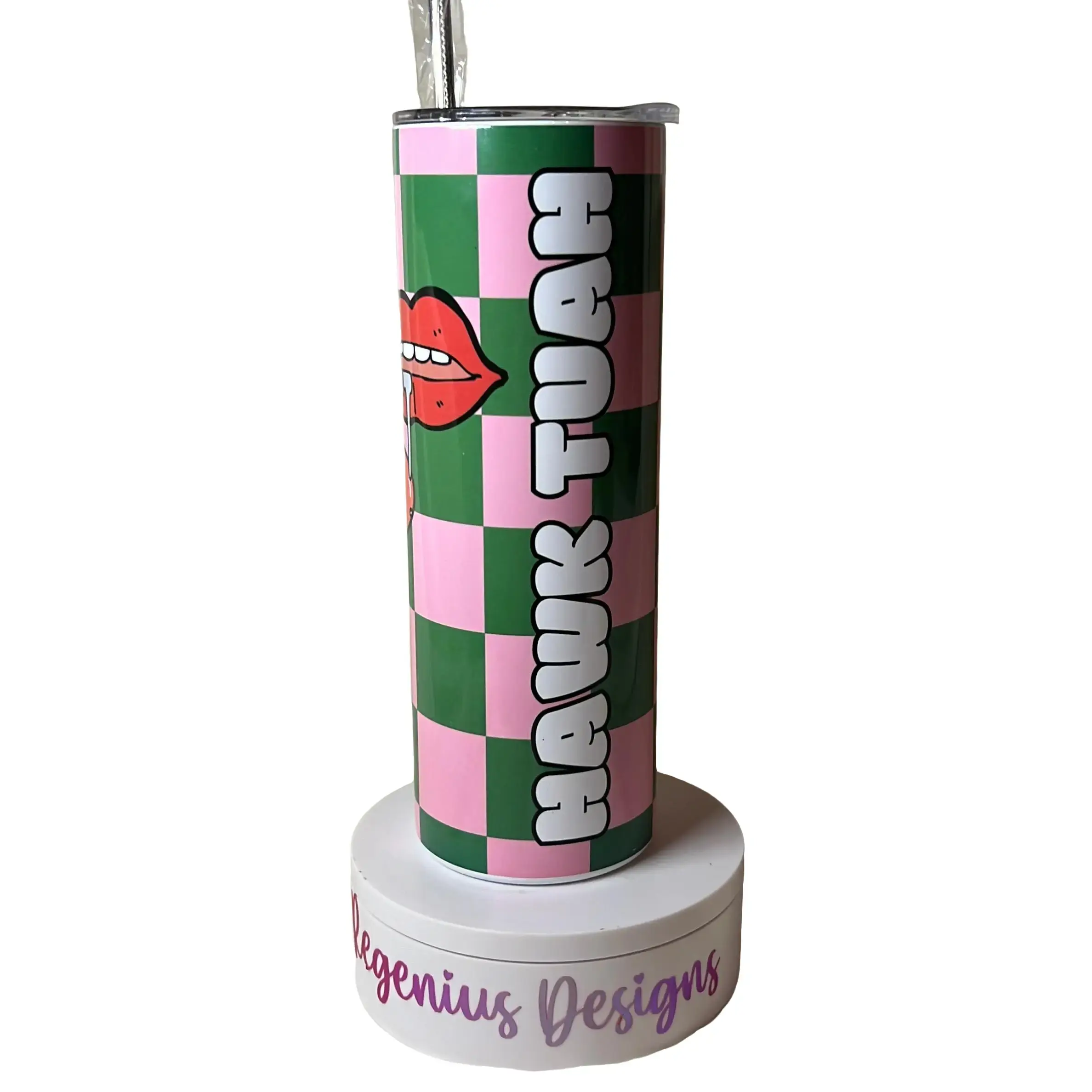 Hawk tuah!! 20 oz. Custom Tumbler hot/cold  with metal straw and straw cleaner