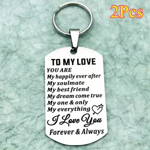 2Pcs I Love You Keychain - Couple Lovers Day Gift - Anniversary Wedding Birthday Gift for Husband Wife Men Women Boyfriend Girlfriend Lover Heart Personalized