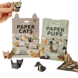 50pcs DIY Paper Cats DIY Origami Paper to Fold Cute Cat Figures,Fun Craft Activity for Adults & Kids,Gift for Cat Lovers